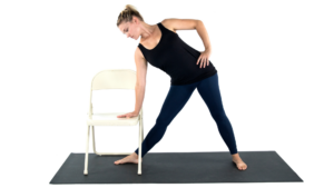 Deepen your understanding of Triangle Pose practicing with a chair while making sure your gaze is kind to your neck.