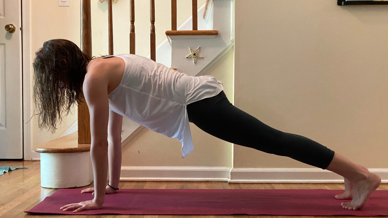 Plank Pose or Phalakasana is a arm balance that is also a core strengthener.