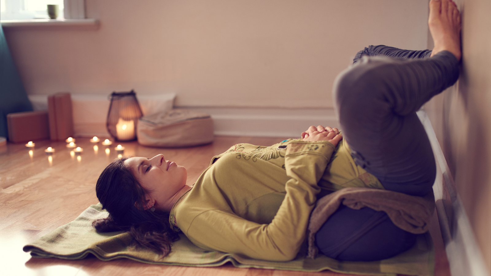 Restorative Yoga is an activity that will help prepare your body for sleep and rest with no to minimal nighttime light