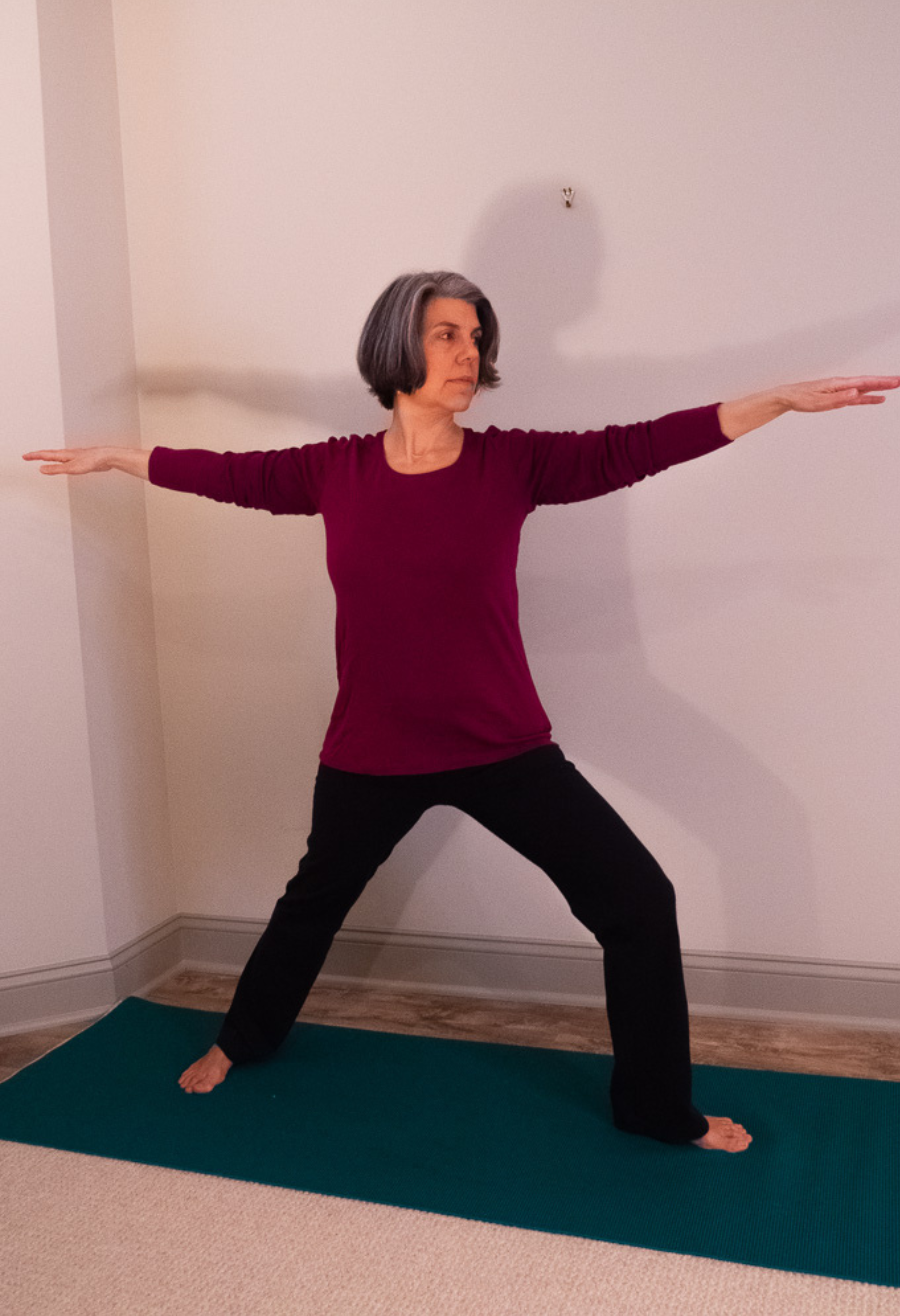 Warrior ll Pose or Virabhadrasana ll Pose which supports good breathing practices.
