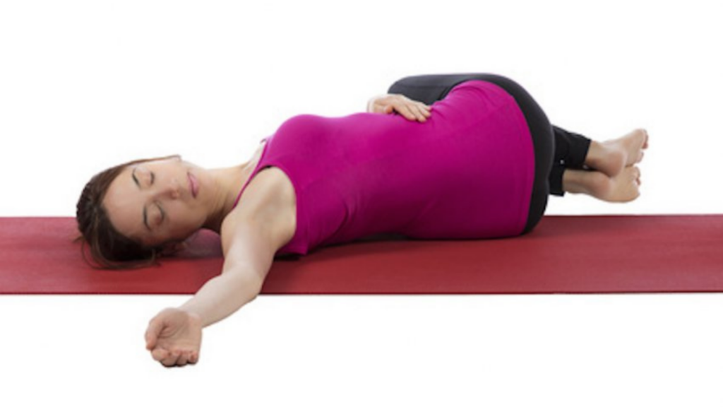 Revolved Belly Pose can be a good pose for Pelvic Floor Health, Gentle Supine Twist (Jathara Parivrttanasana)