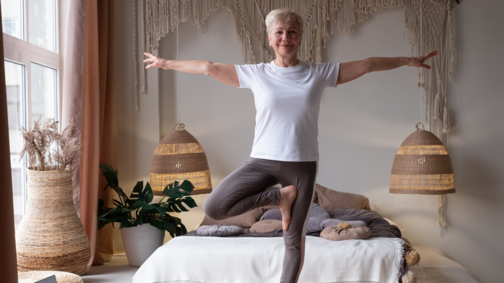 Yoga Tree Pose to help prevent Osteoporosis and build bone mass.