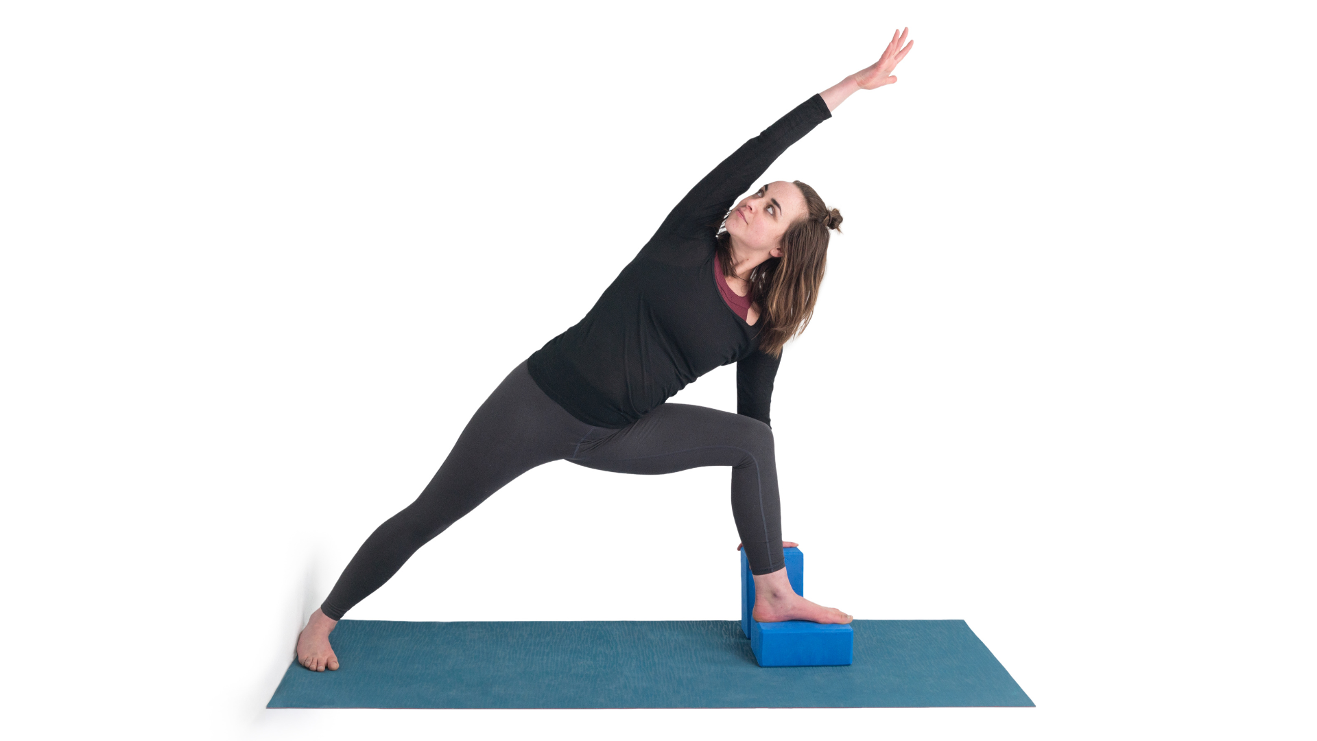 Side Angle Pose also known as Parsvakonasana with the support of a block. 