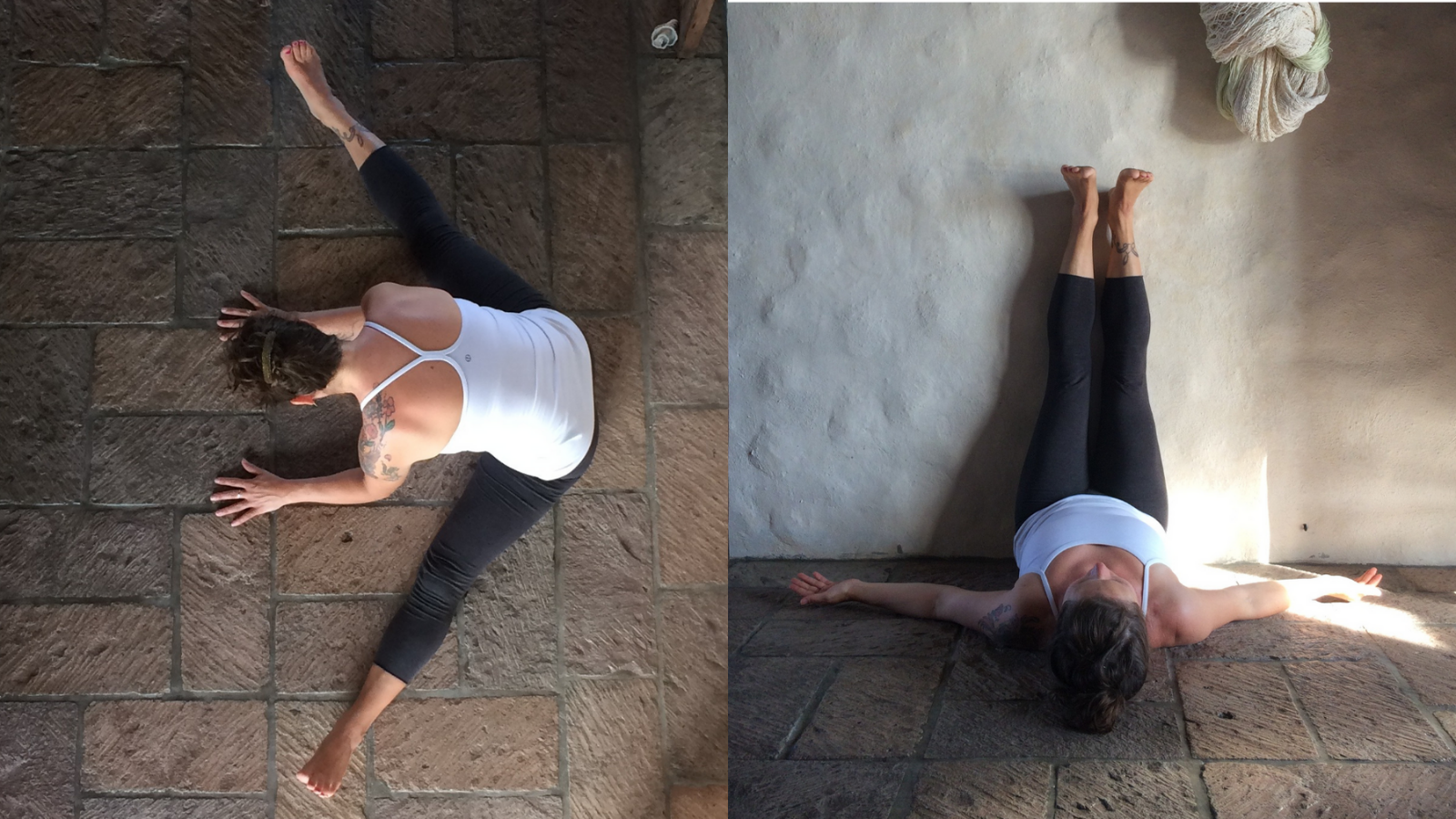 Image showing Wide-Legged Forward fold or Upavista Konasana and Legs Up The Wall or Viparita Karani, yoga poses for infertility