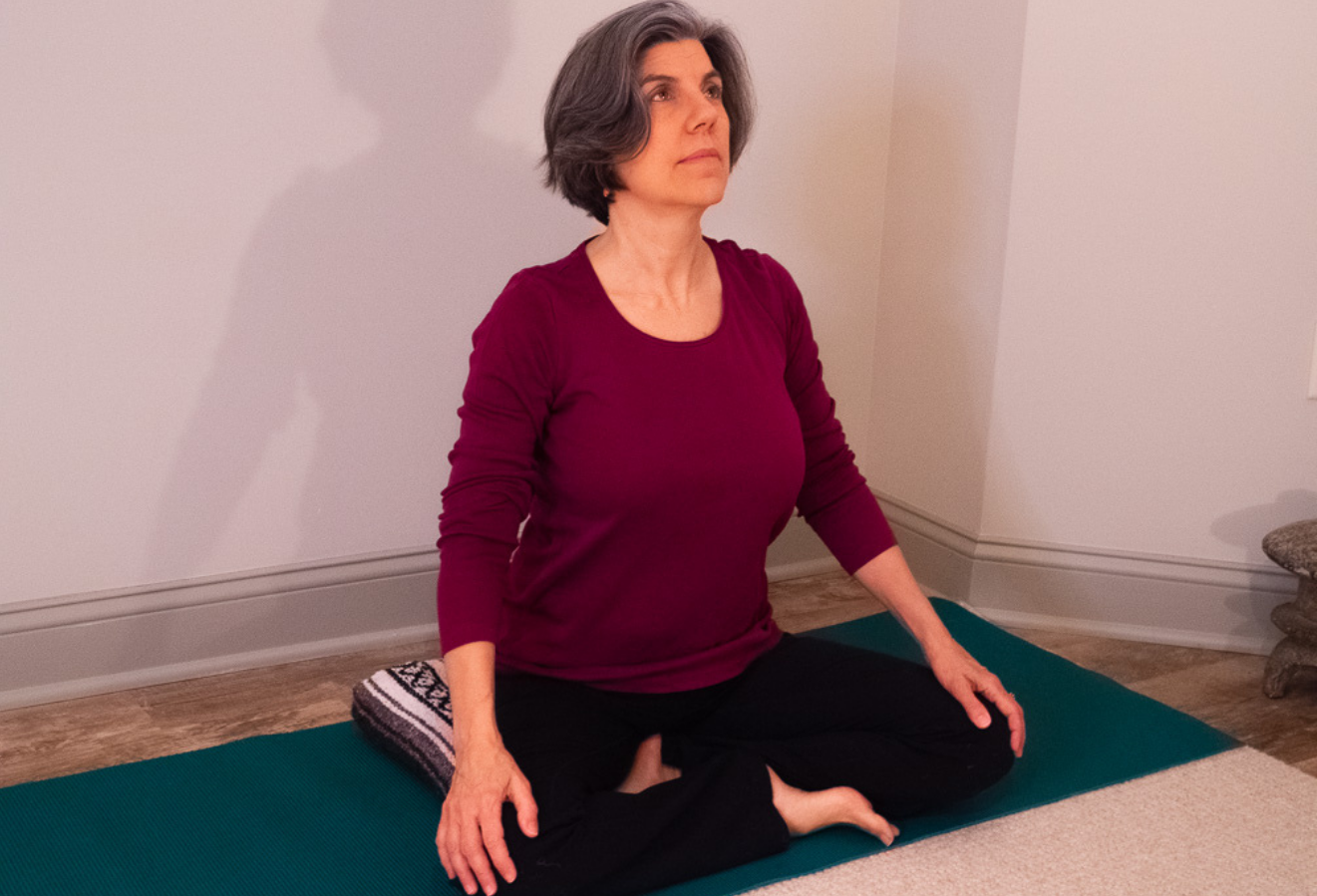Seated Cobra Pose or Seated Bhujangasana. Known for opening the heart and chest area and strengthening the back